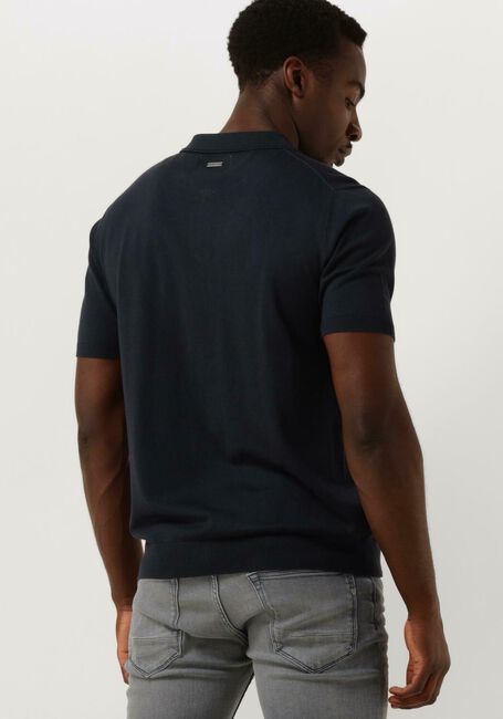 PURE PATH Polo KNITTED SHOTSLEEVE POLO HALF ZIP WITH CHEST EMBROIDERY Bleu foncé - large