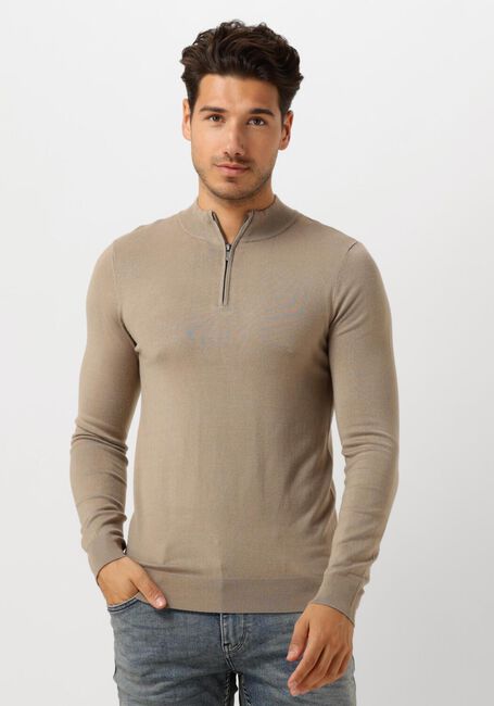 PURE PATH Pull ESSENTIAL KNITWEAR HALFZIP SWEATER en taupe - large