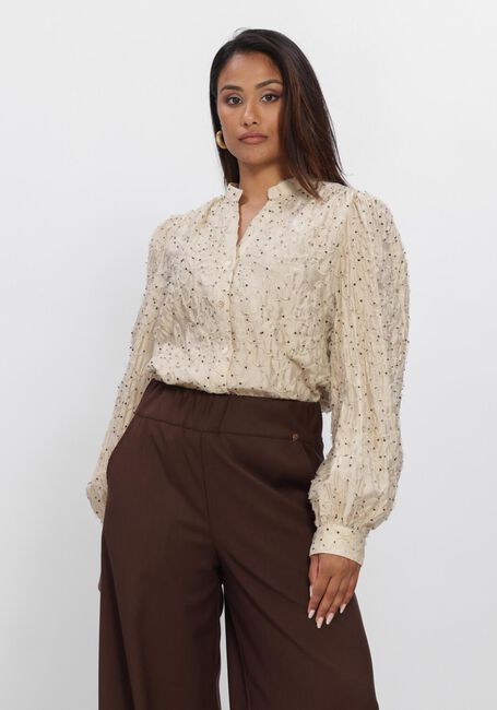 Beige NUKUS  LIZZY BLOUSE VNECK DOTS - large