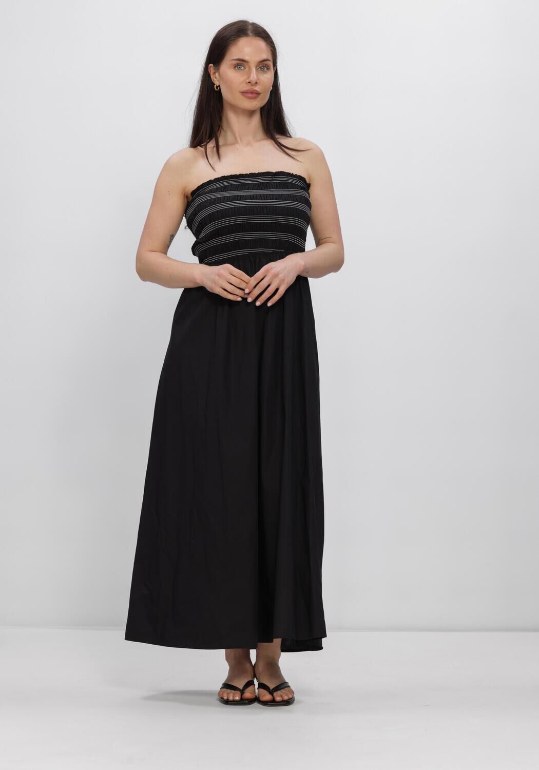 OBJECT Robe midi OBJELLY HOPE S/L RE SMOCK MIDI DRESS en noir - large