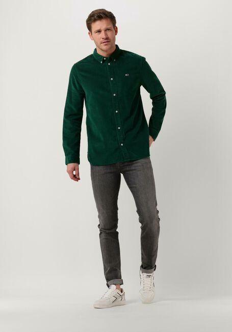 Donkergroene TOMMY JEANS Casual overhemd TJM SOLID CORD SHIRT - large