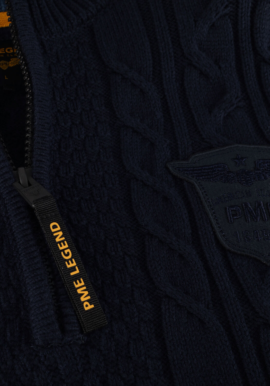 PME LEGEND Pull HALF ZIP COLLAR COTTON RIB KNIT Bleu fonc&eacute; - large