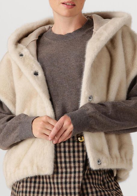Beige STUDIO AR Gilet OLENA FAUX MINK - large