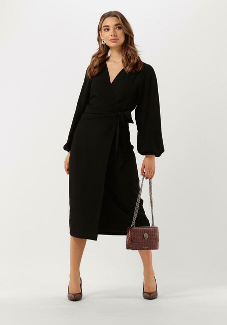 Zwarte NEO NOIR Midi jurk ONASSIS SOLID WRAP DRESS - large
