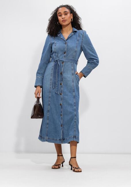 Blauwe MSCH COPENHAGEN Maxi jurk MSCHTURO ALENA SHIRT DRESS - large