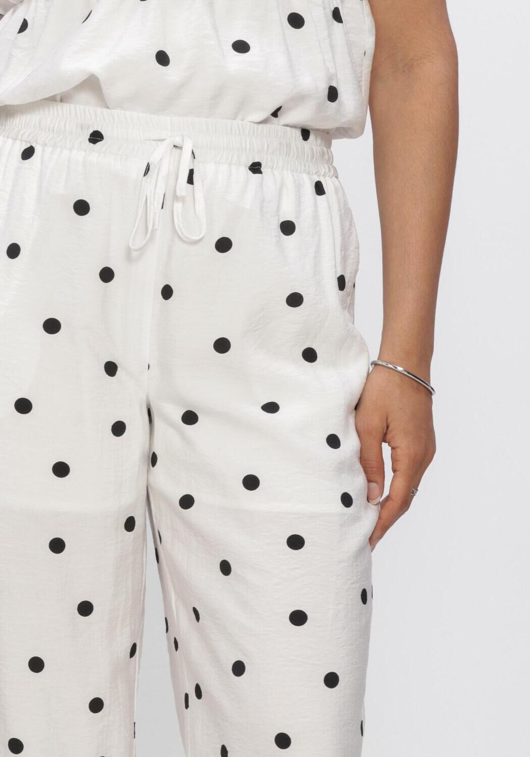 Witte CATWALK JUNKIE Broeken/jumpsuits DOTTED PULL ON TROUSERS - large