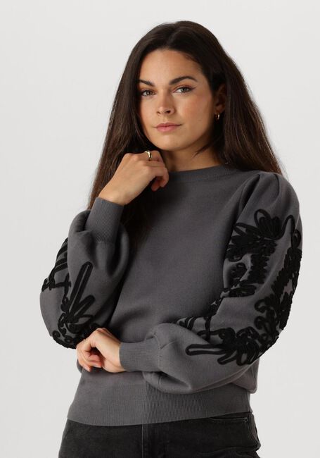 Grijze OBJECT Trui OBJJOANA L/S KNIT PULLOVER - large