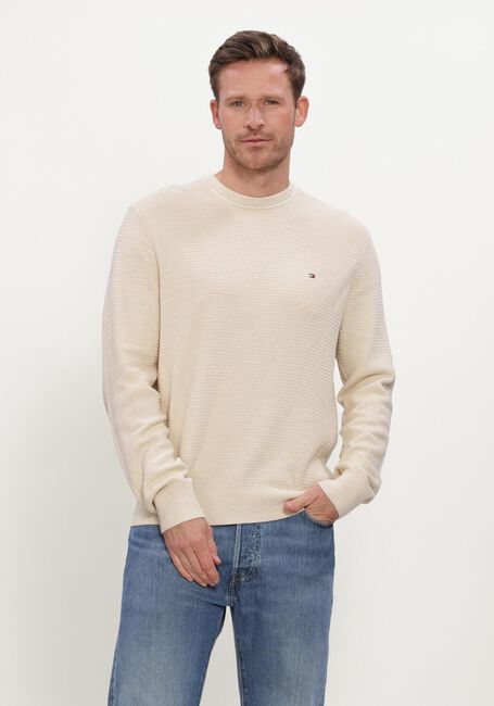 TOMMY HILFIGER Pull PIMA CTN CASH STRUCTURE CREWNECK en beige - large