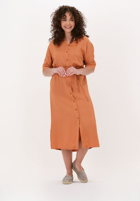 SIMPLE Robe midi WOVEN DRESS ILLA CREPE en orange - large