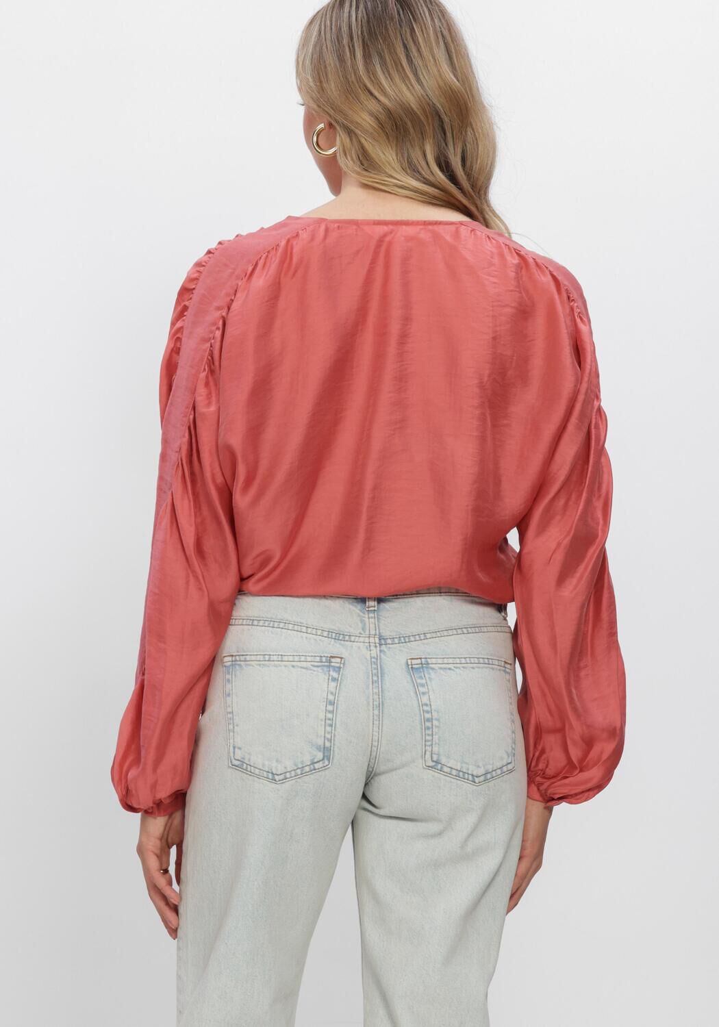 Lichtroze MSCH COPENHAGEN  MSCHRAMONA RIKKELIA VOLUME SHIRT - large