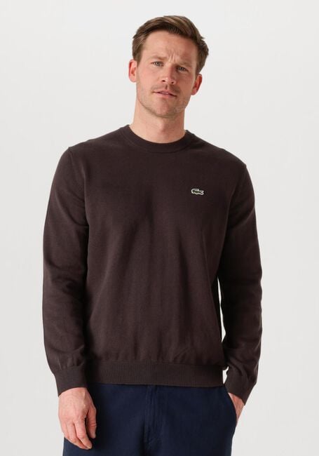 Bruine LACOSTE Trui REGULAR FIT CREW NECK SWEATER - large