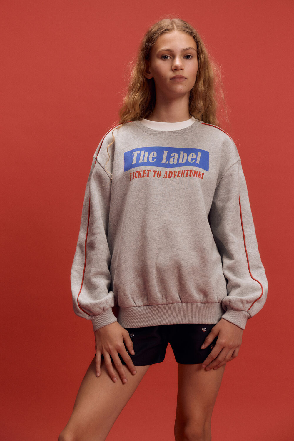 Grijze ALIX MINI Trui KNITTED TEXT PRINT SWEATER - large