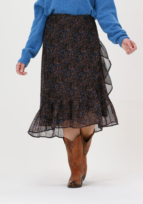 NEO NOIR Jupe midi TARA DARK BLOSSOM SKIRT en marron - large