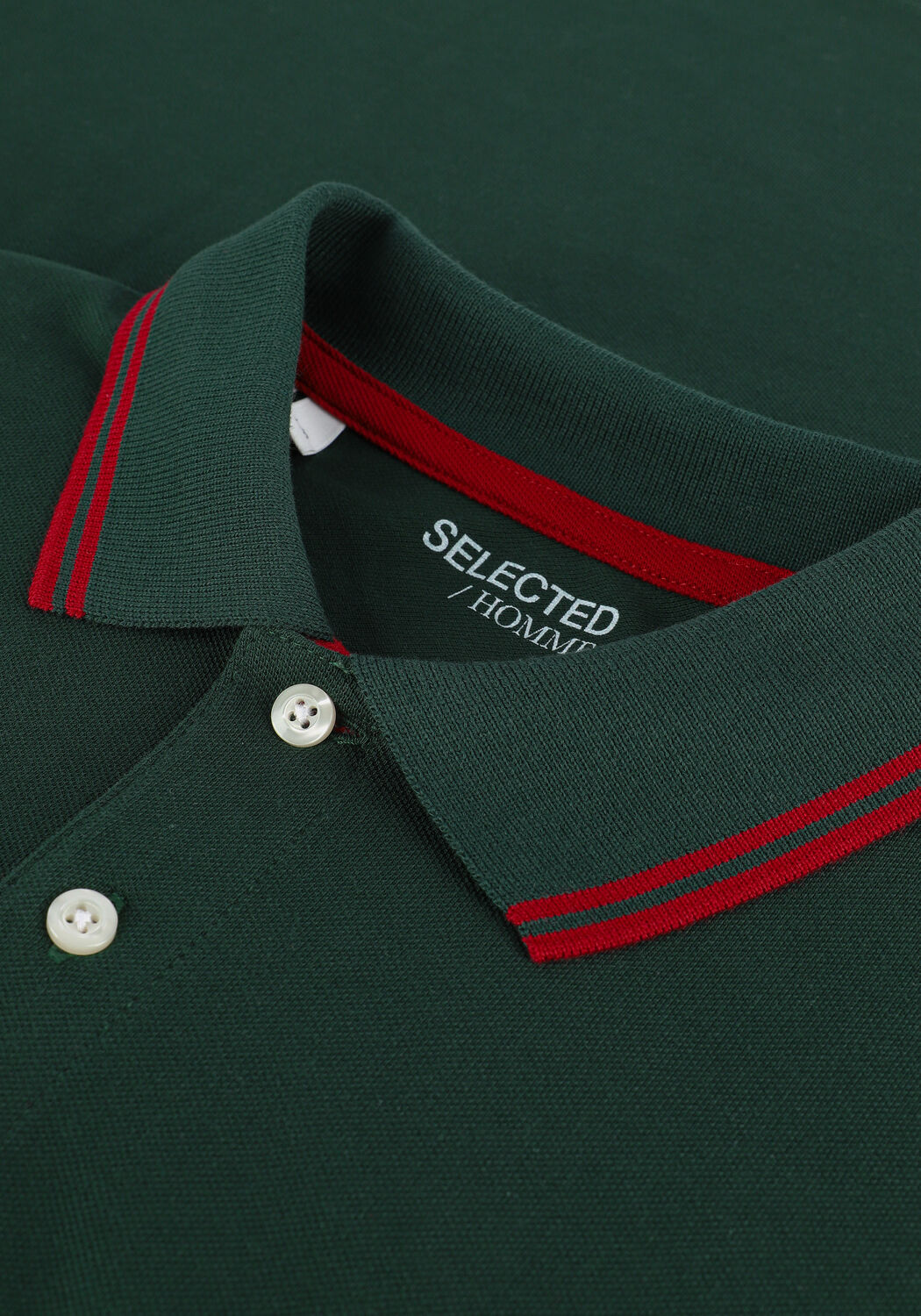 SELECTED MEN Polo SLHAZE SPORT SS POLO W en vert - large