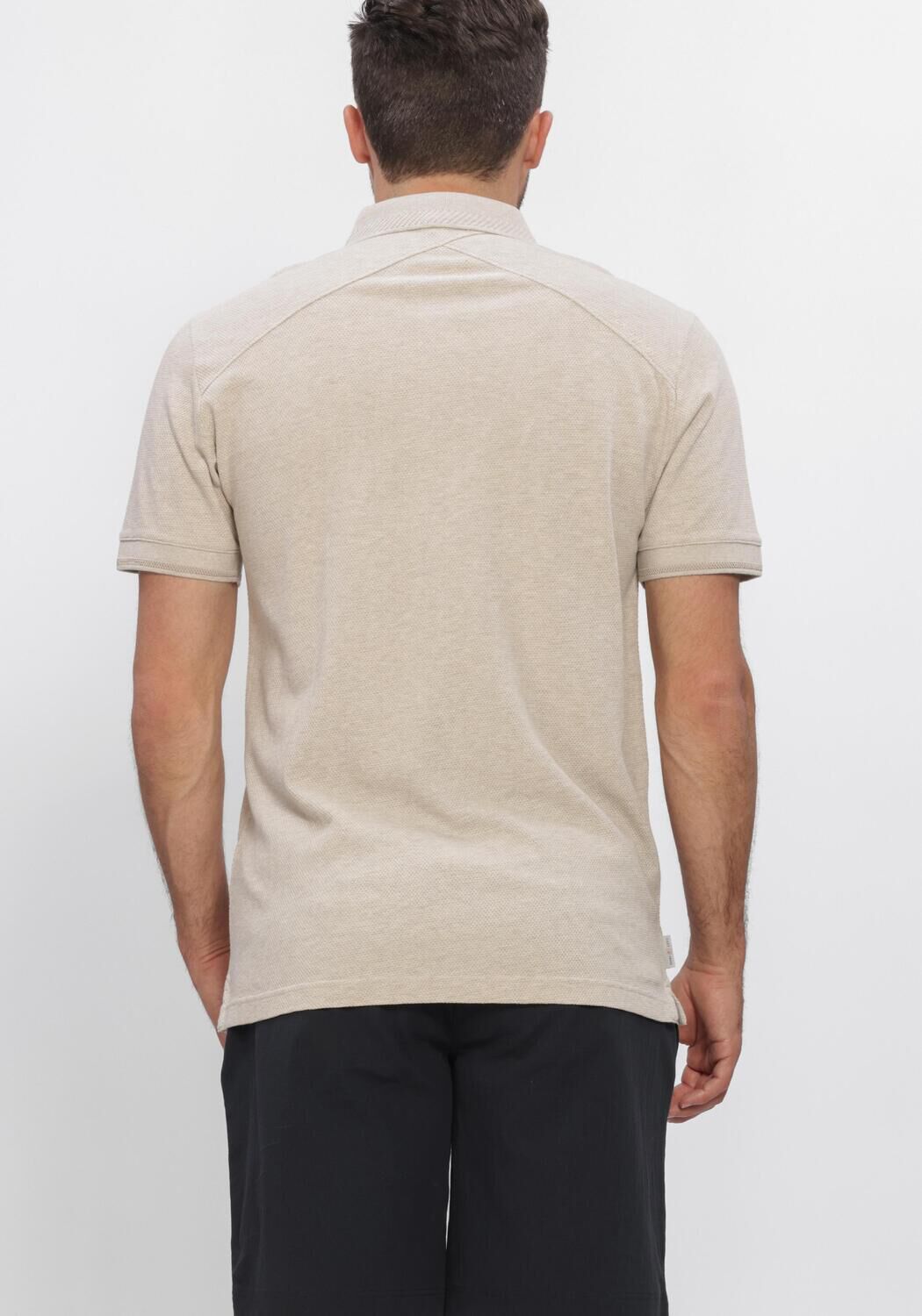 CAST IRON Polo SHORT SLEEVE POLO SLIM FIT POPCORN JERSEY MELANGE Sable - large