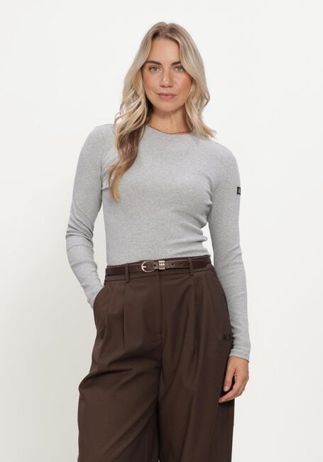 Grijze ALIX THE LABEL Tops & T-shirts LADIES KNITTED RIB LONGSLEEVE T-SHIRT - large