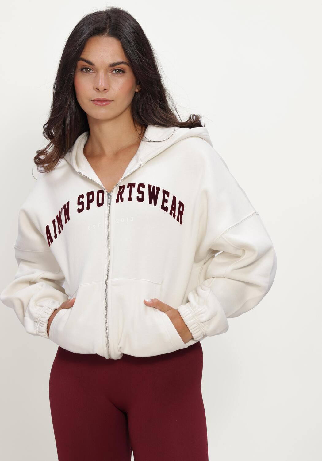 AIM'N Chandail VARSITY SWEAT ZIP HOOD &Eacute;cru - large