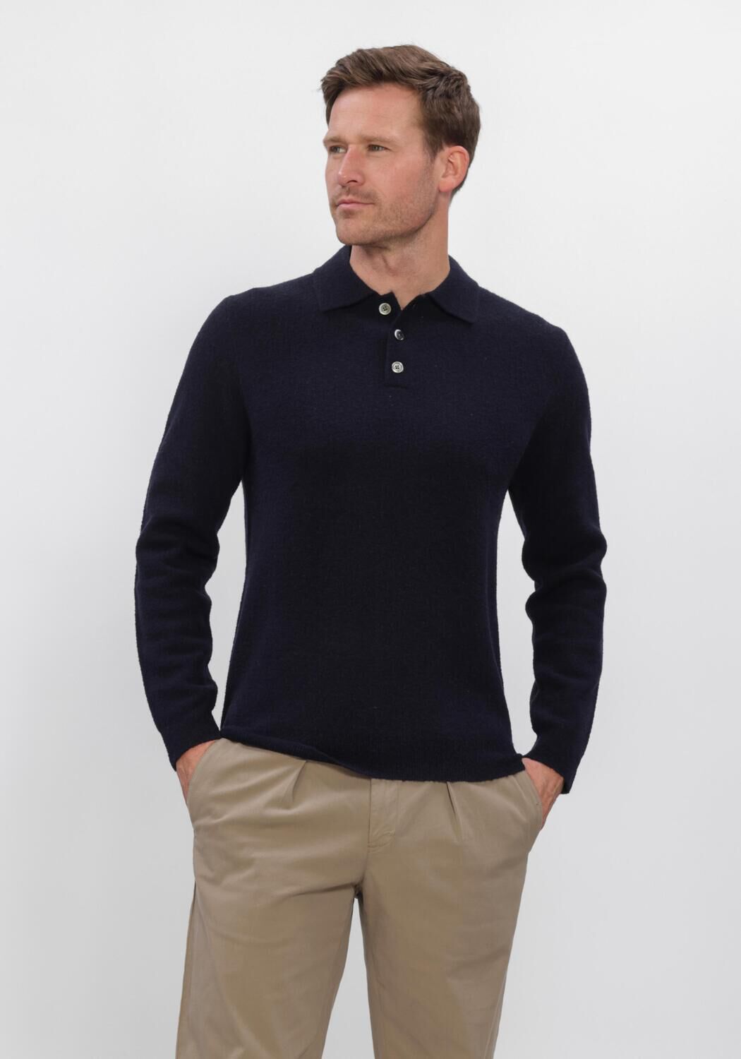 PROFUOMO Polo BOILED WOOL Bleu fonc&eacute; - large