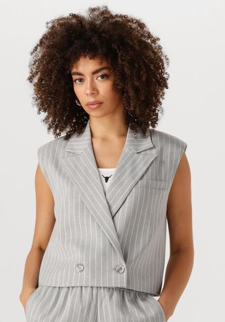 Lichtgrijze ALIX THE LABEL Gilet LADIES WOVEN PINSTRIPE WAISTCOAT - large