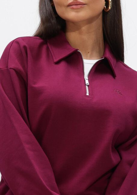 Bordeaux CALVIN KLEIN Truien/vesten LS ARCHIVE TERRY 1/4 ZIP POLO SW - large