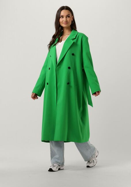 Groene ALIX THE LABEL  LADIES WOVN LONG TRENCH COAT - large