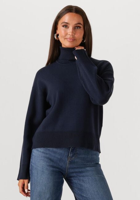 Donkerblauwe SELECTED WOMEN Trui SLFKAMMA LS KNIT ROLL NECK - large