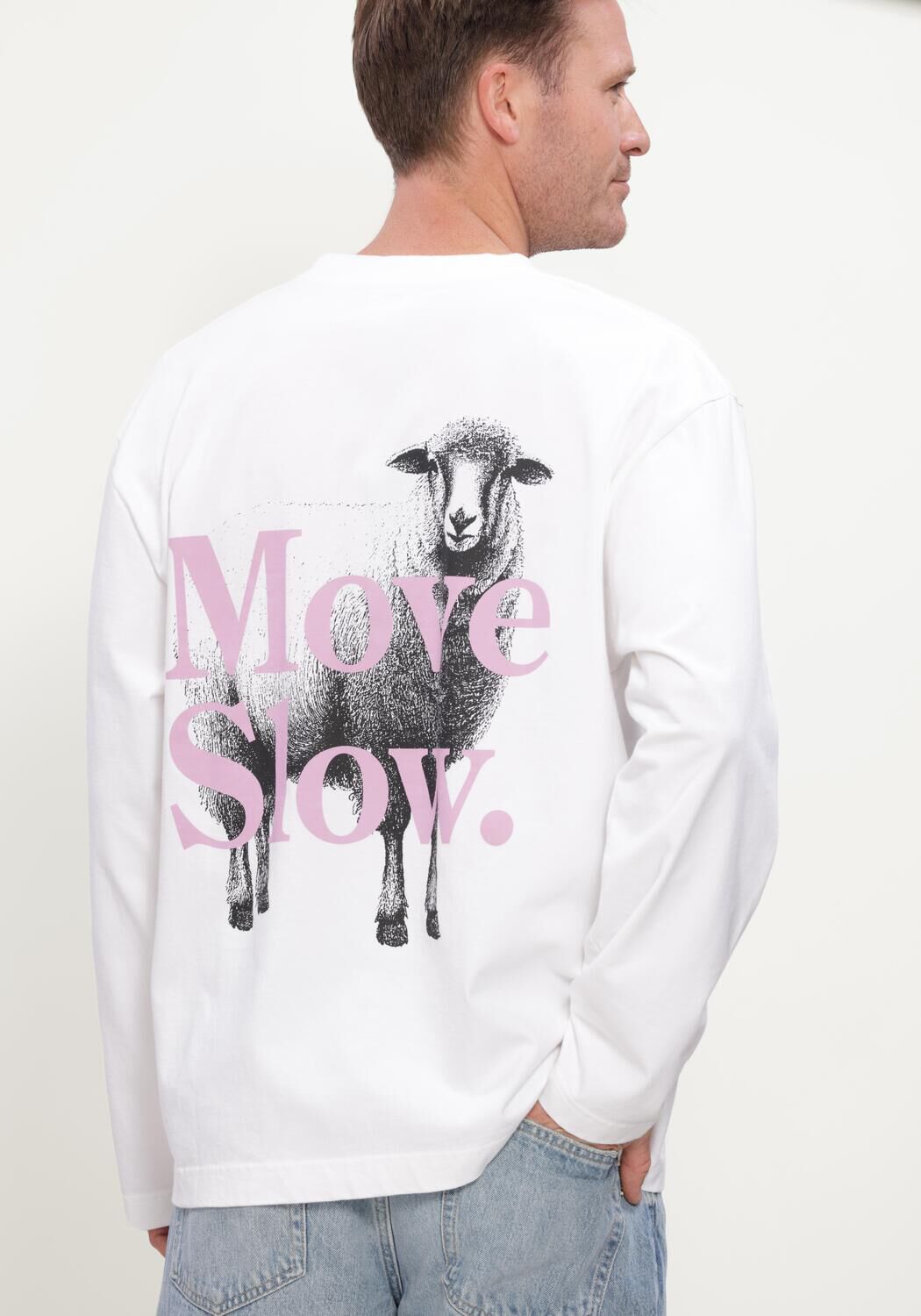 Witte POCKIES T-shirt MOVE SLOW LS - large