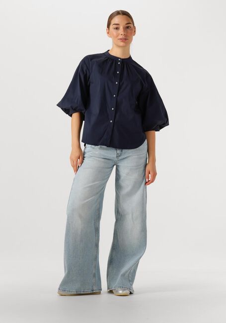 Blauwe SUMMUM  BLOUSE COTTON STRETCH - large