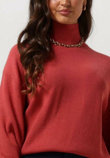 MSCH COPENHAGEN Col roul&eacute; MSCHMAGNEA RACHELLE RIB PULLOVER en rouge - large