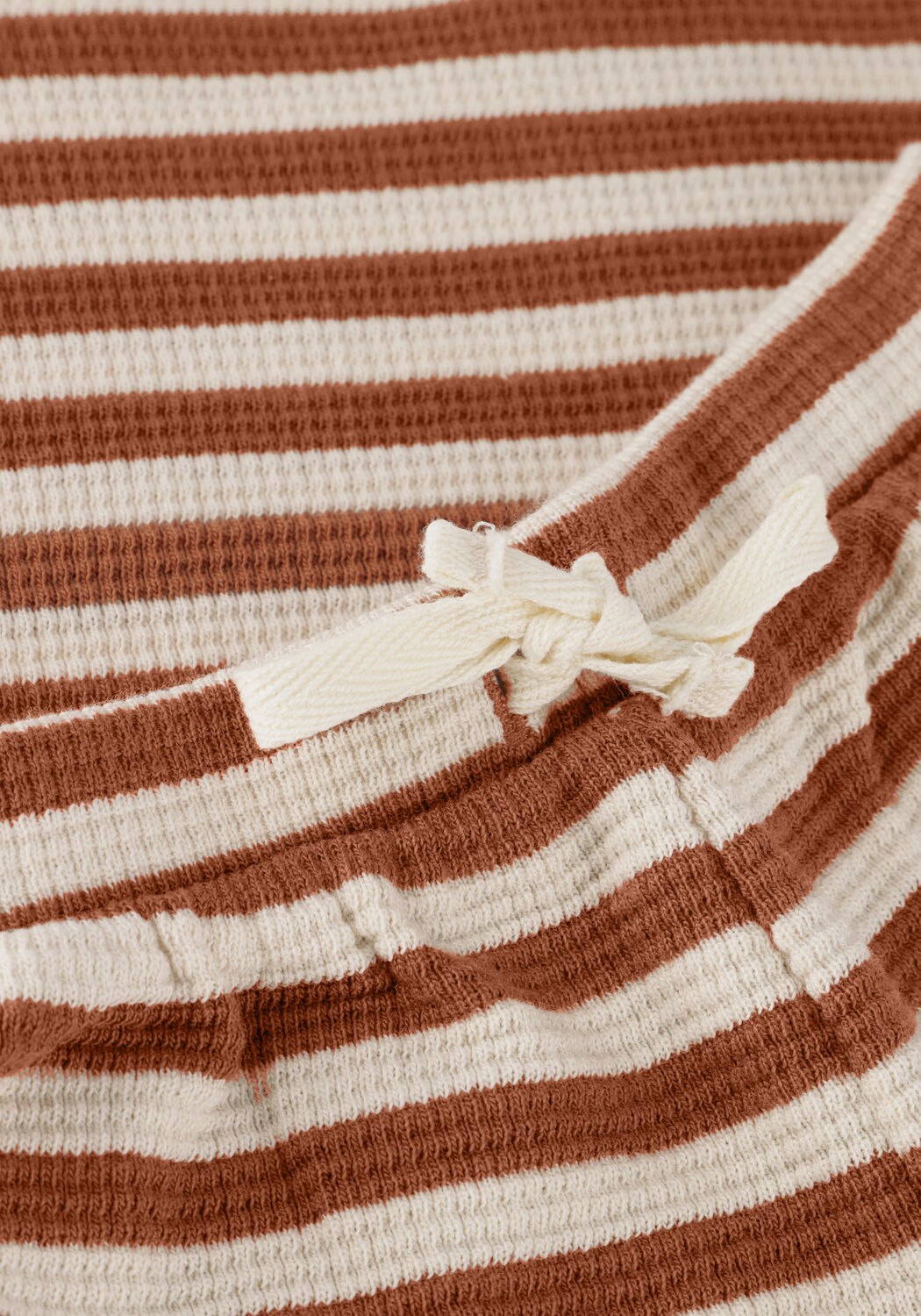 QUINCY MAE  WAFFLE TEE + SHORT SET CLAY STRIPE en marron - large