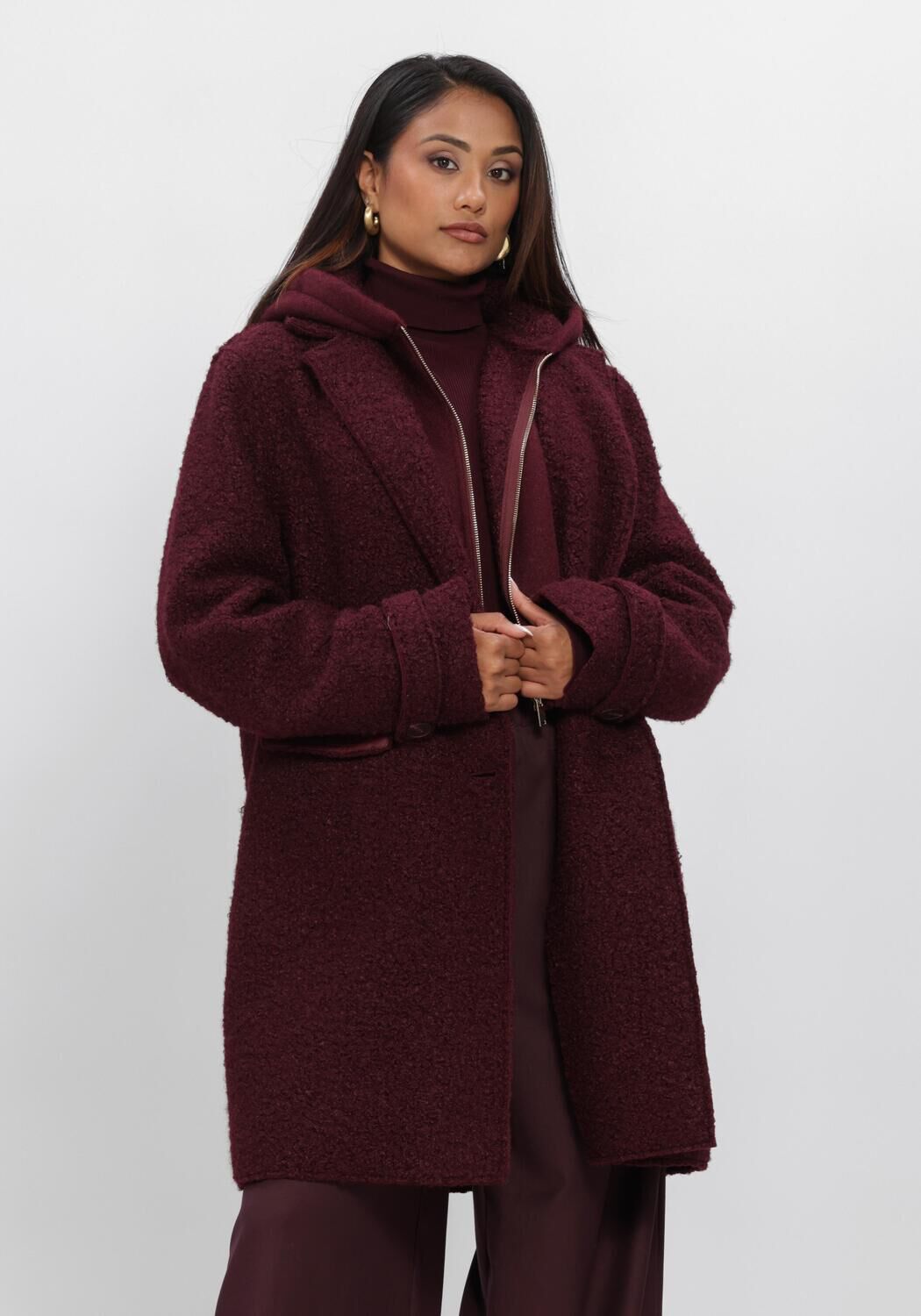 NUKUS Manteau MIRTHE COAT BOUCLE Bordeaux - large