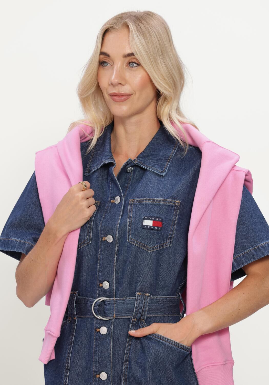 Blauwe TOMMY JEANS Mini jurk UTILITY SHIRT DRESS CJ8036 - large