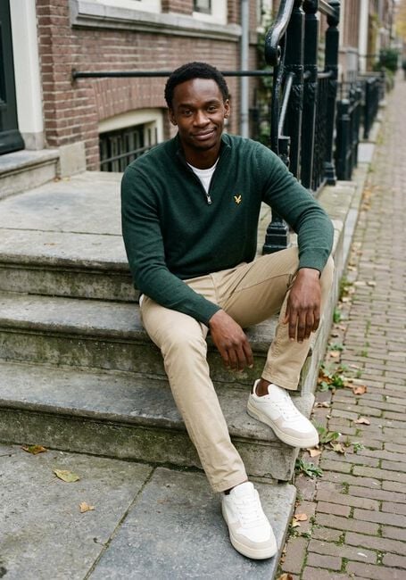 LYLE & SCOTT Pull COTTON MERINO QUARTER ZIP JUMPER Vert fonc&eacute; - large