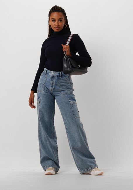 Donkerblauwe TOMMY HILFIGER Coltrui SLIM 5X2 RIB ROLL-NK LS - large