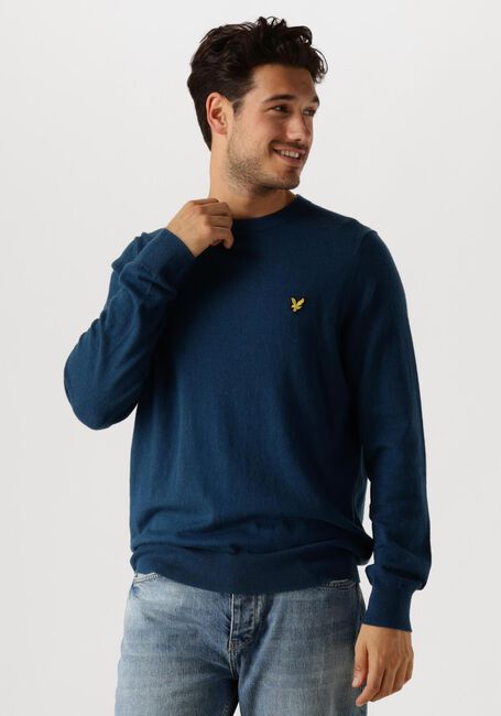 LYLE & SCOTT Pull COTTON MERINO CREW NECK JUMPER en bleu - large