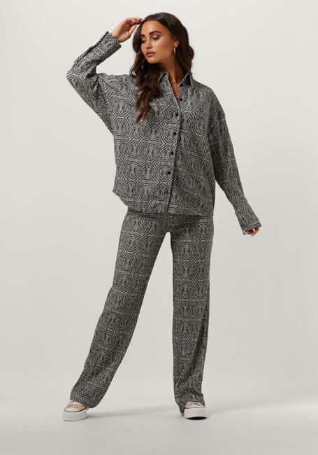 ALIX THE LABEL Pantalon large LADIES KNITTED LEOPARD CRINKLE PANTS en noir - large