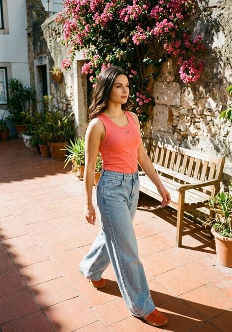 Roze TOMMY JEANS Top TJW ESSENTIAL RIB TANK EXT - large