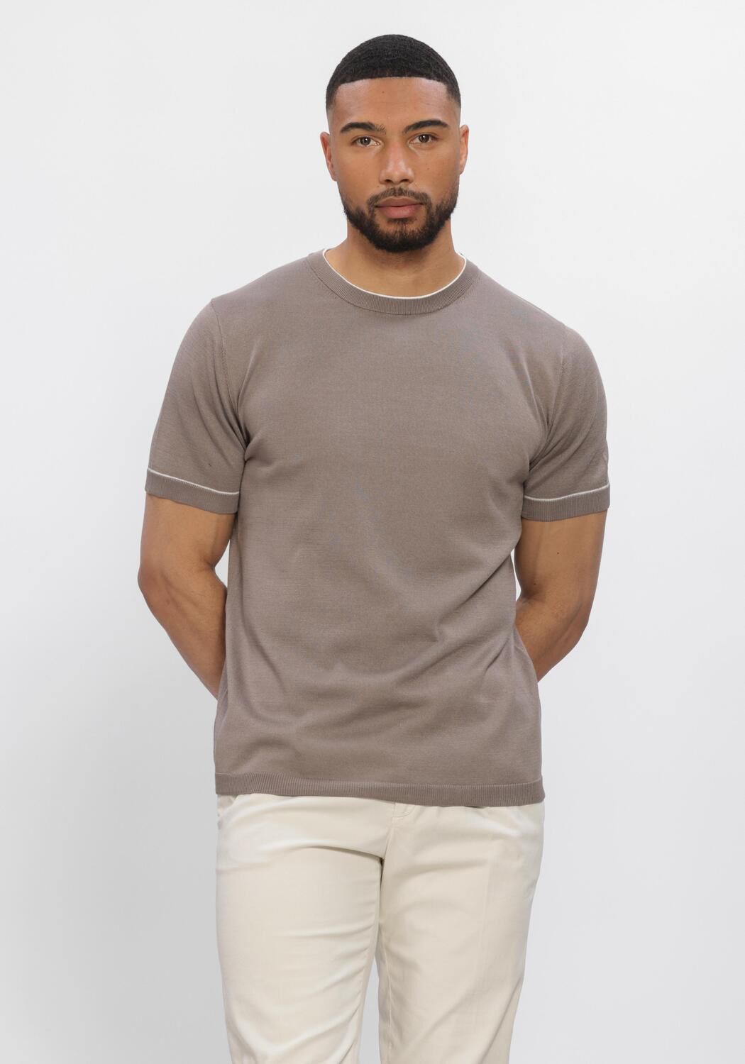 STEFANO LAURAN Polo T-SHIRT BROR en taupe - large