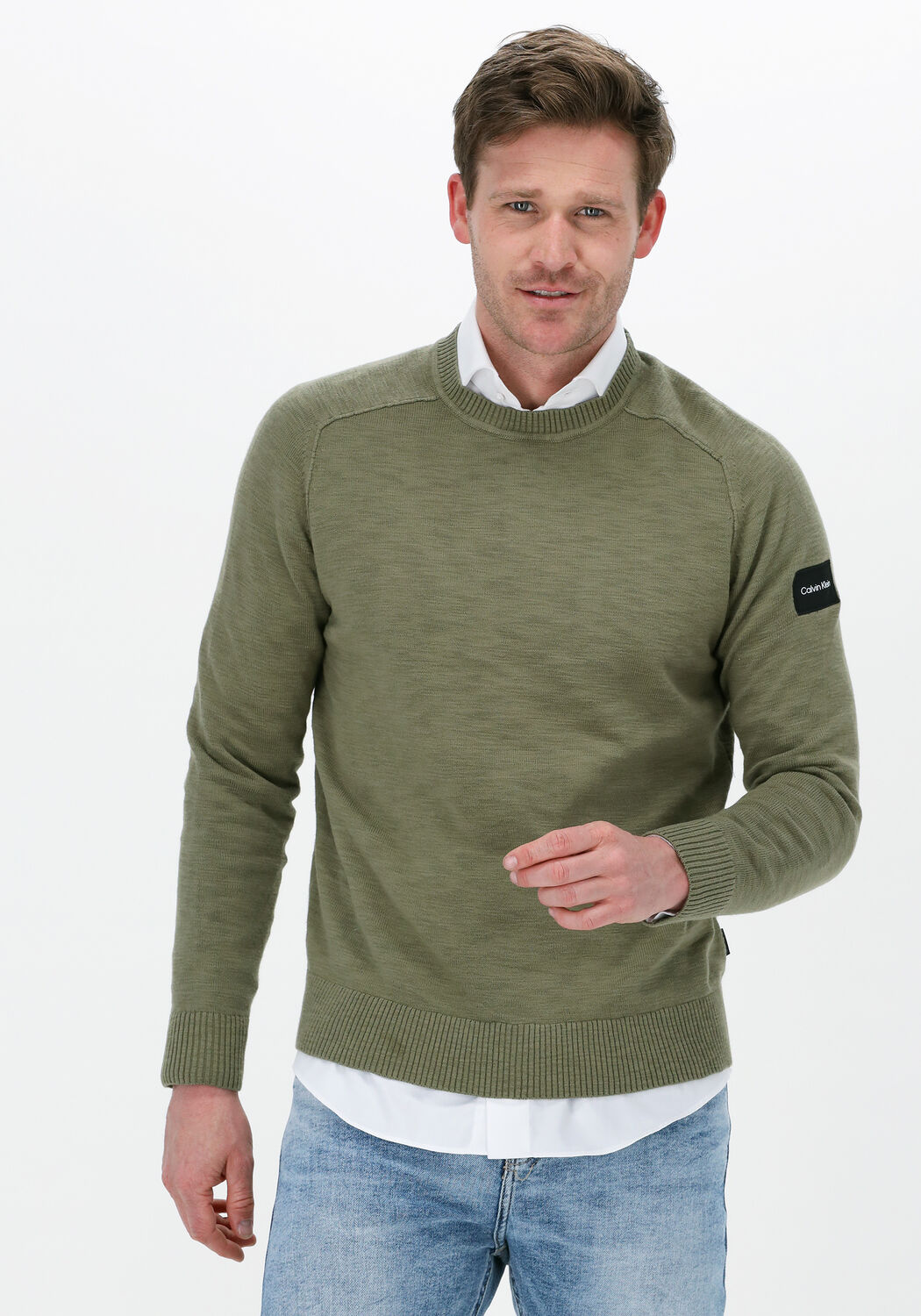 CALVIN KLEIN Pull SLUB TEXTURE SWEATER en vert Omoda