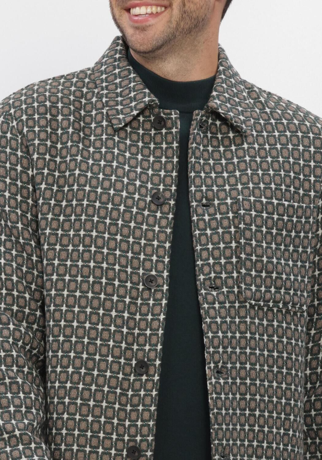 Donkergroene DSTREZZED Overshirt DS_LINO GOLFBALL OVERSHIRT - large