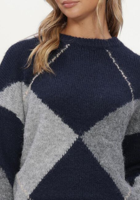 NEO NOIR Pull INGA CHECK FLUFF KNIT BLOUSE Bleu fonc&eacute; - large