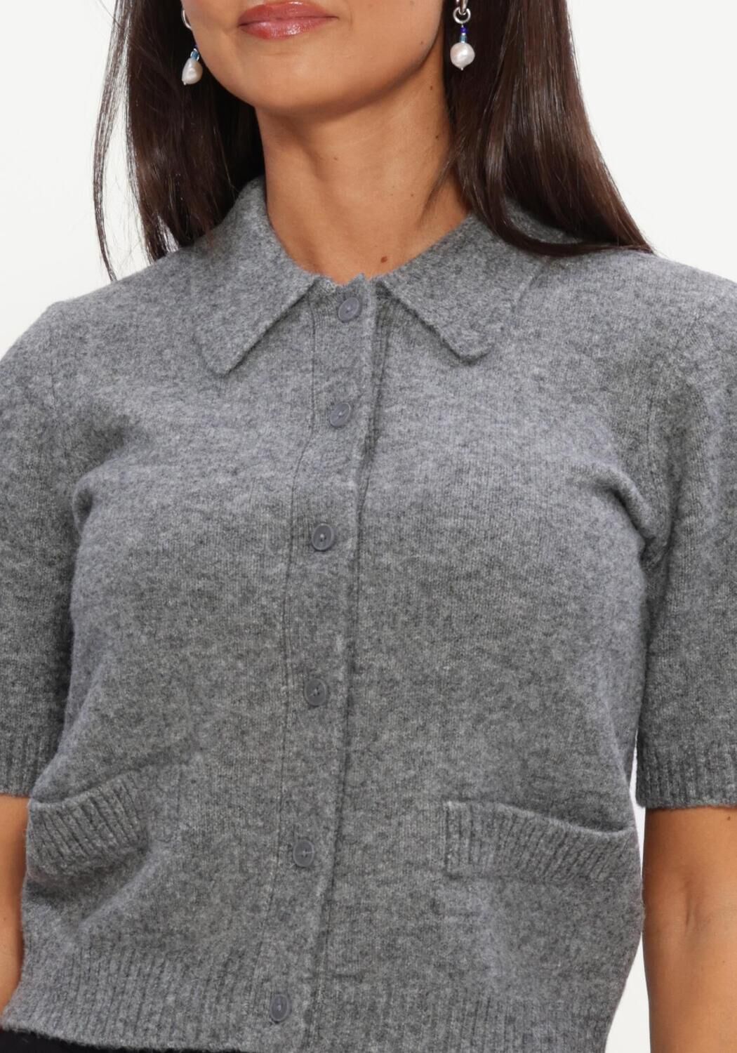 Grijze Y.A.S. Trui YASFRILO SS KNIT CARDIGAN - large