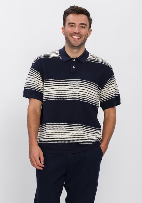 ANERKJENDT Polo AKSEB STRIPE POLO SS KNIT Bleu fonc&eacute; - large