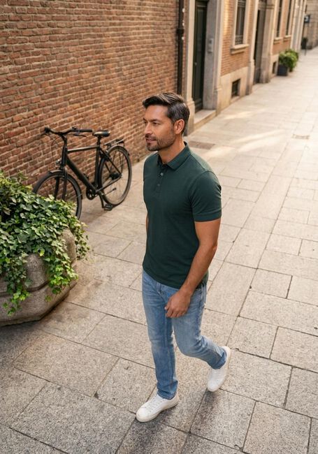 GENTI Polo POLO 3 BUTTON SS 1219 Vert fonc&eacute; - large