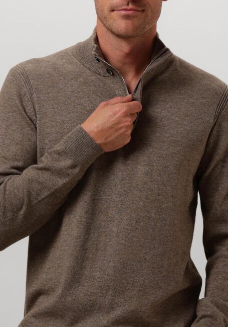 PROFUOMO Pull PULLOVER HALF ZIP BUTTON en marron - large