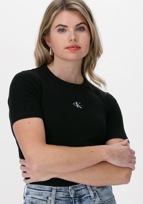 CALVIN KLEIN T-shirt BADGE WAFFLE TEE W en noir - large