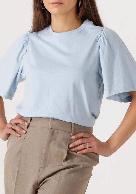 Lichtblauwe SELECTED FEMME T-shirt SLFPENELOPE 2/4 RUFFLE TEE - large