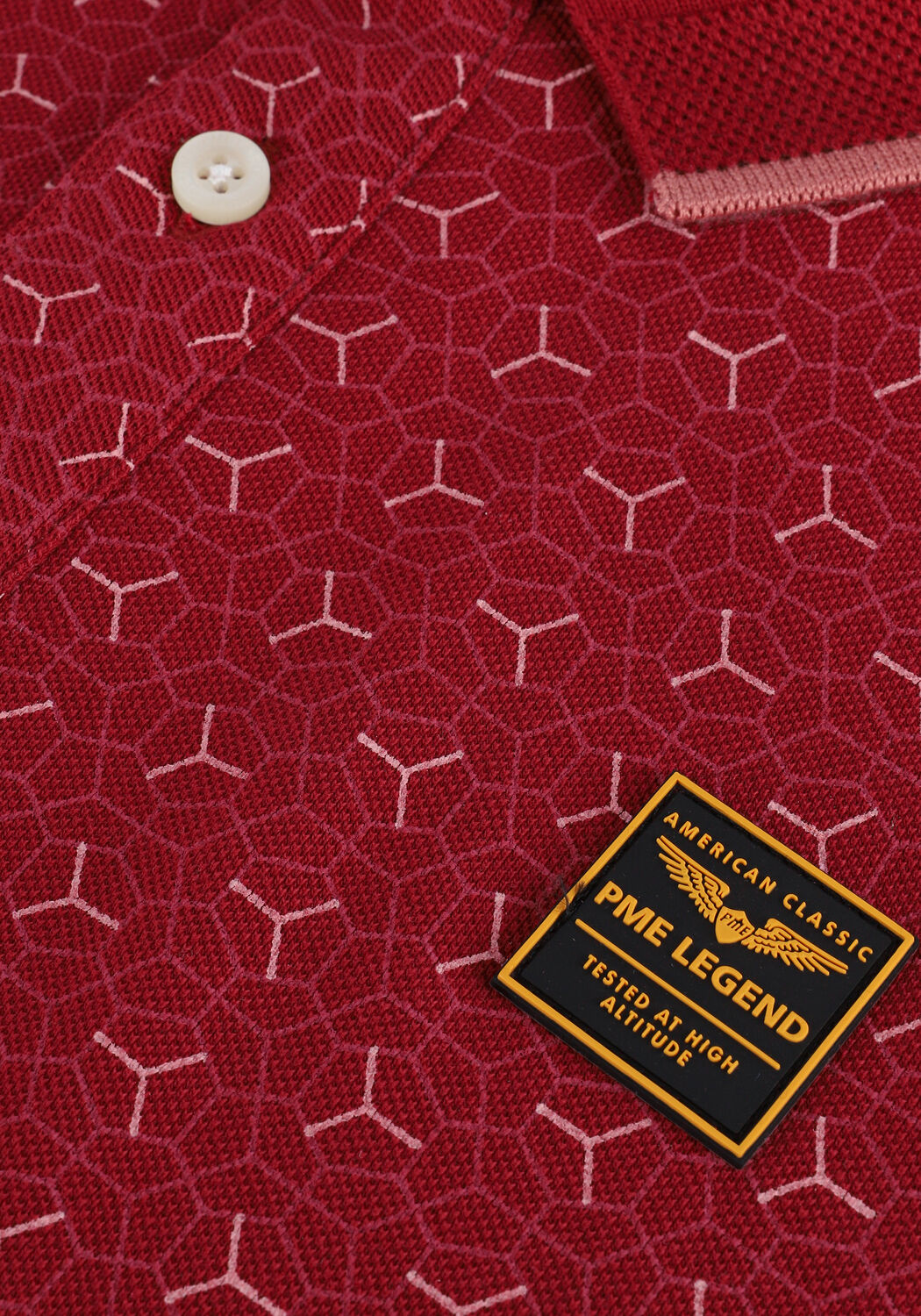 PME LEGEND Polo SHORT SLEEVE POLO FINE PIQUE ALL OVER PRINT en rouge - large