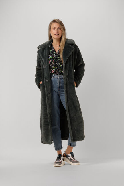 Donkergroene NOTRE-V Faux fur jas FUR LONG COAT - large