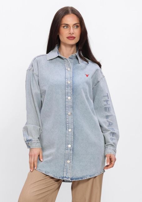 Lichtblauwe ALIX THE LABEL  LADIES WOVEN FLOWY DENIM OVERSIZED BLOUSE - large